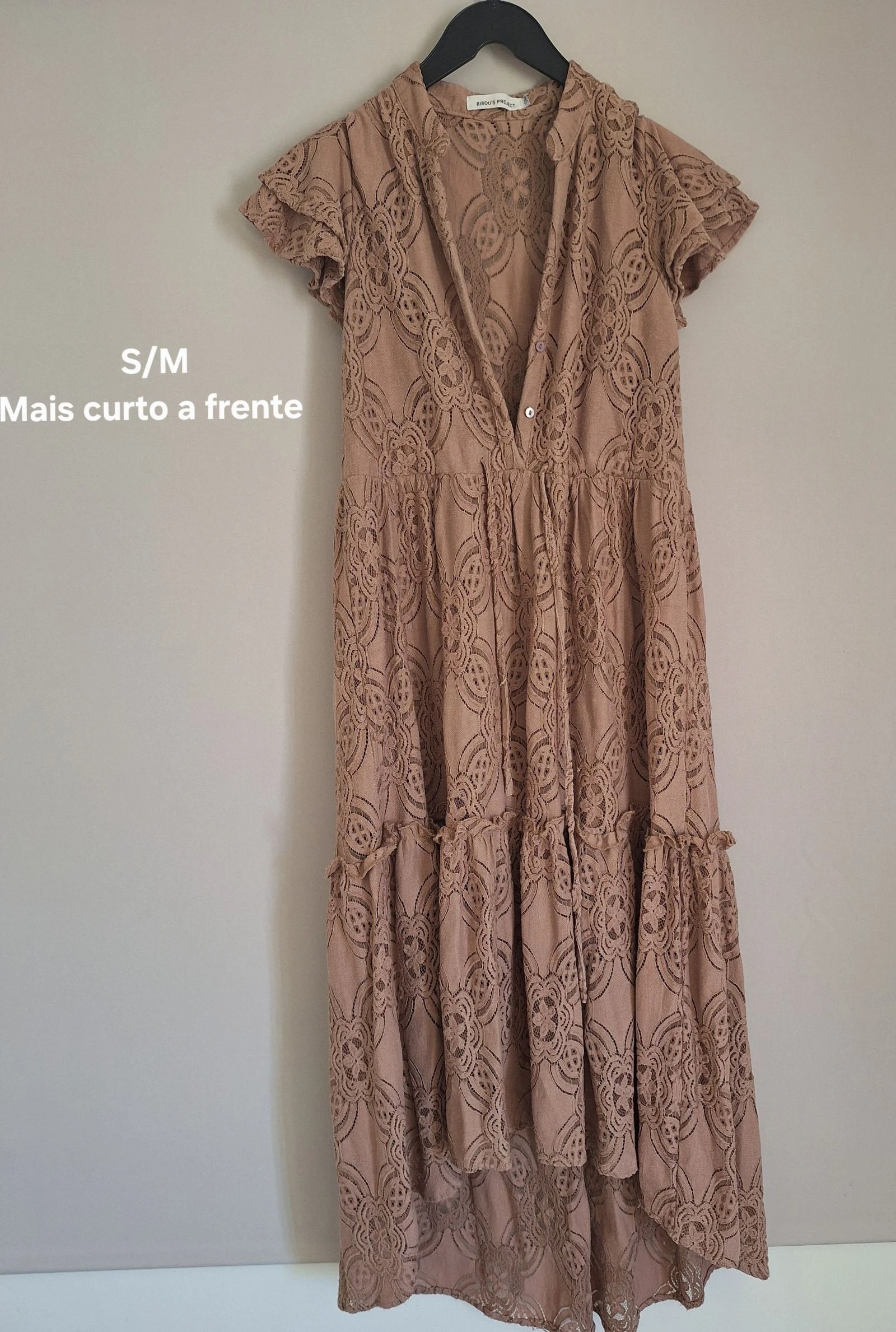 Vestido comprido trabalhado Tam M